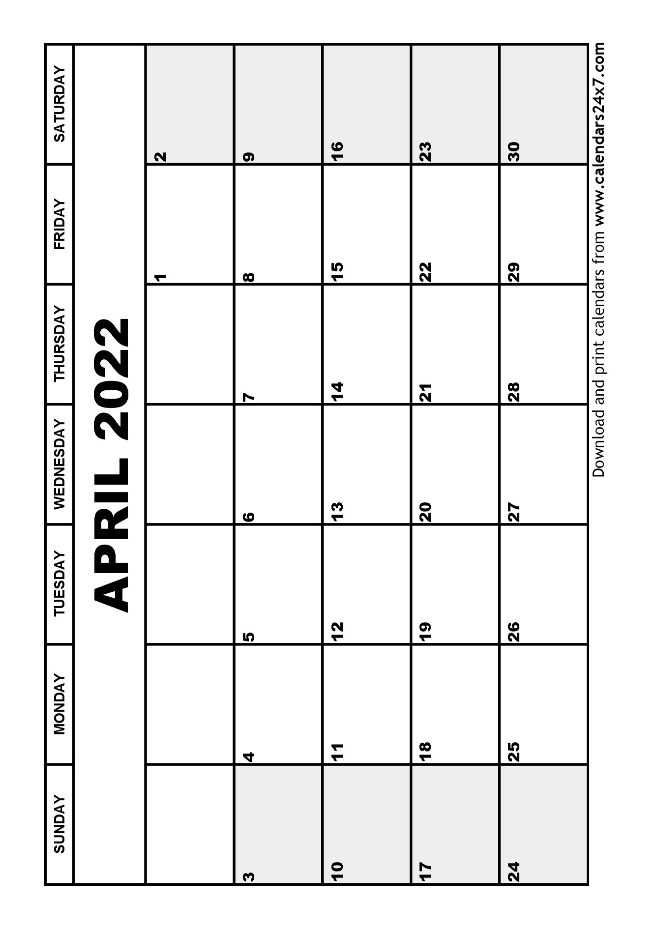 Catch Print A Calendar April 2022