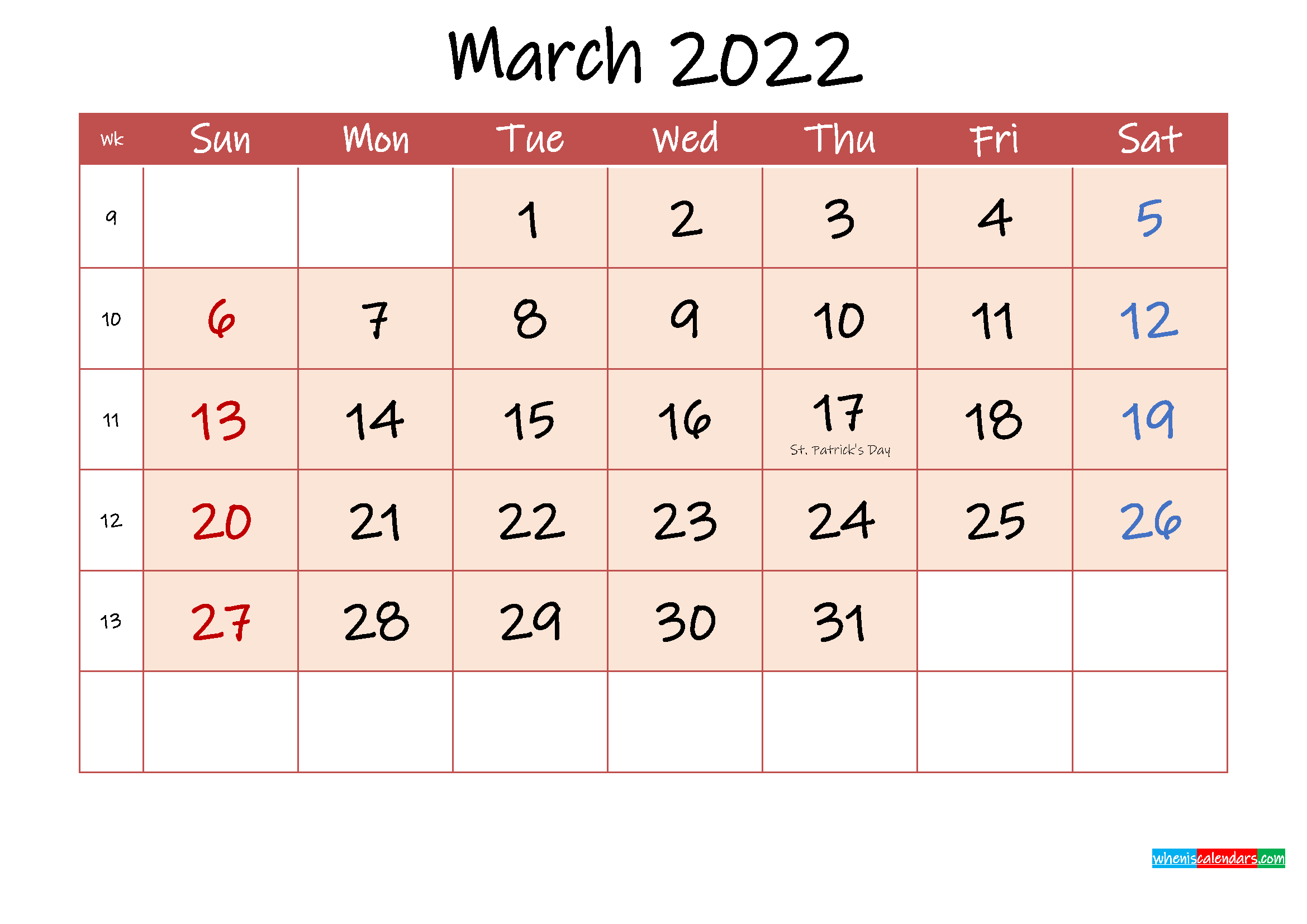 Printable Calendar For March 2022 Best Calendar Example