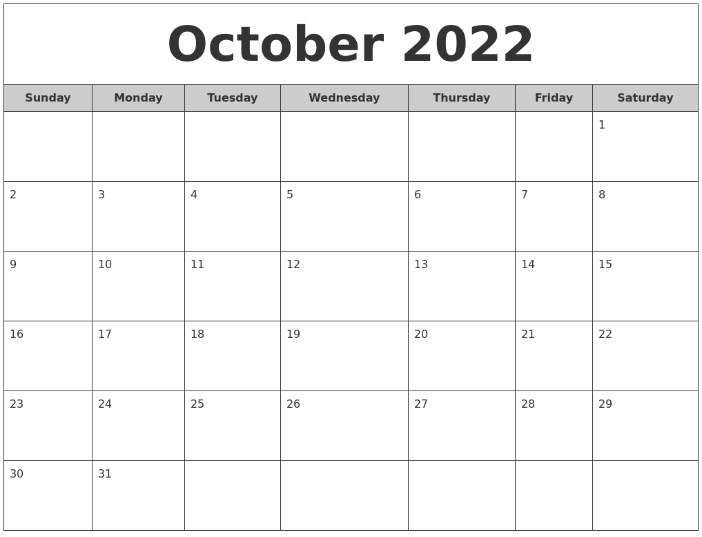 Catch Printable Calendar For October 2022