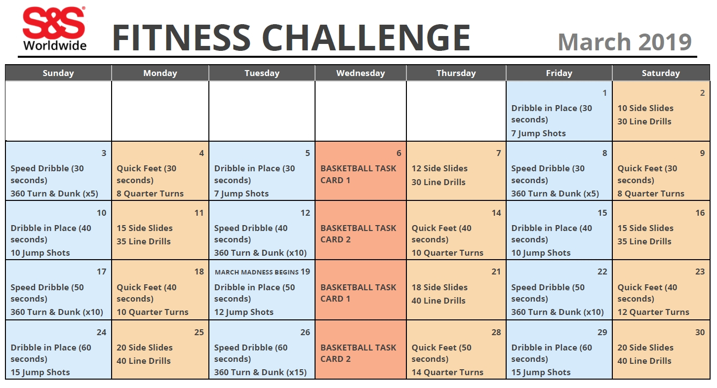 Take Printable Month Fitness Challenge Calendar Best Calendar Example