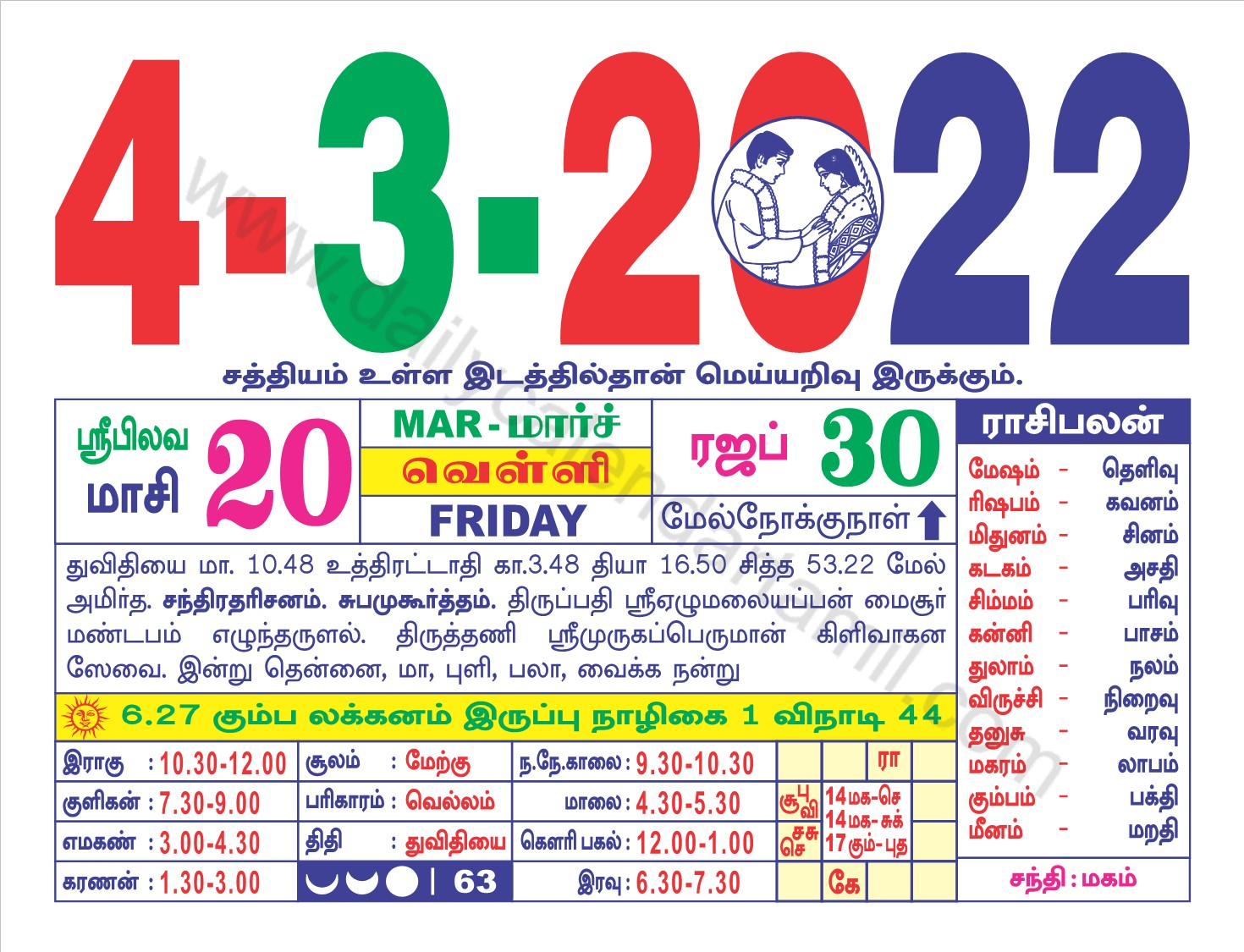 Catch Tamil Daily Calendar 2022 August