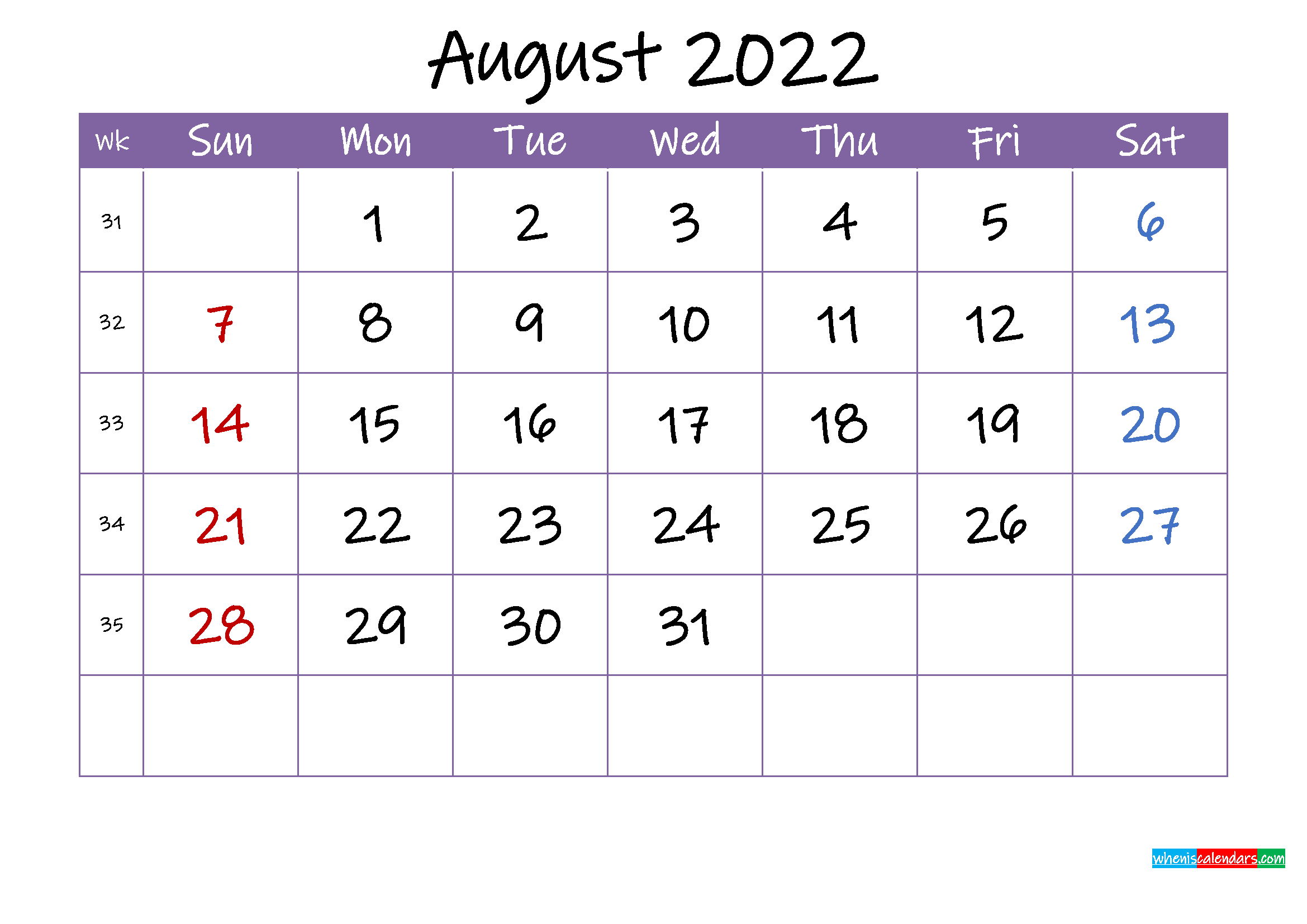 Collect 2022 Calendar For July And August