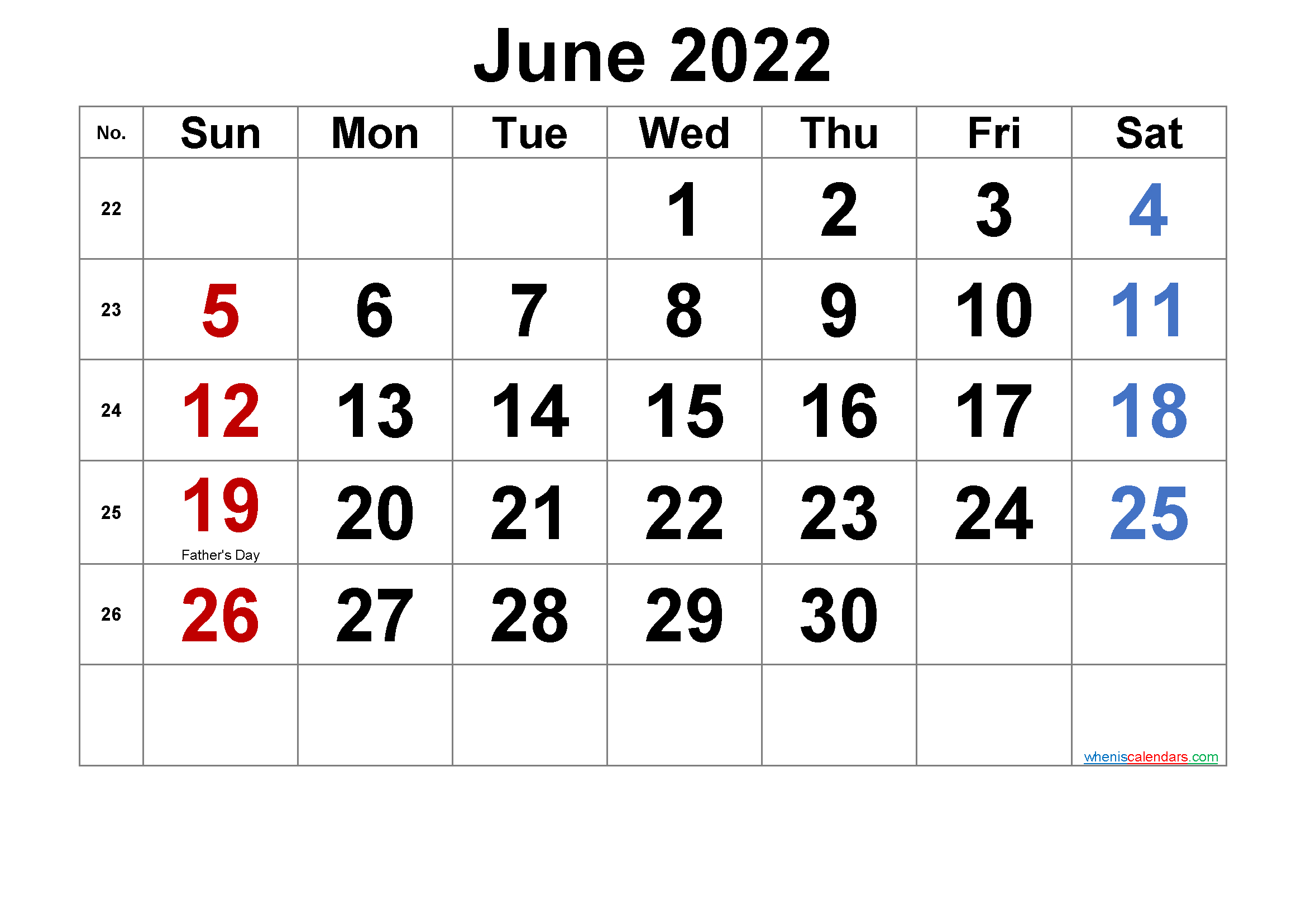 Collect 2022 Calendar For June