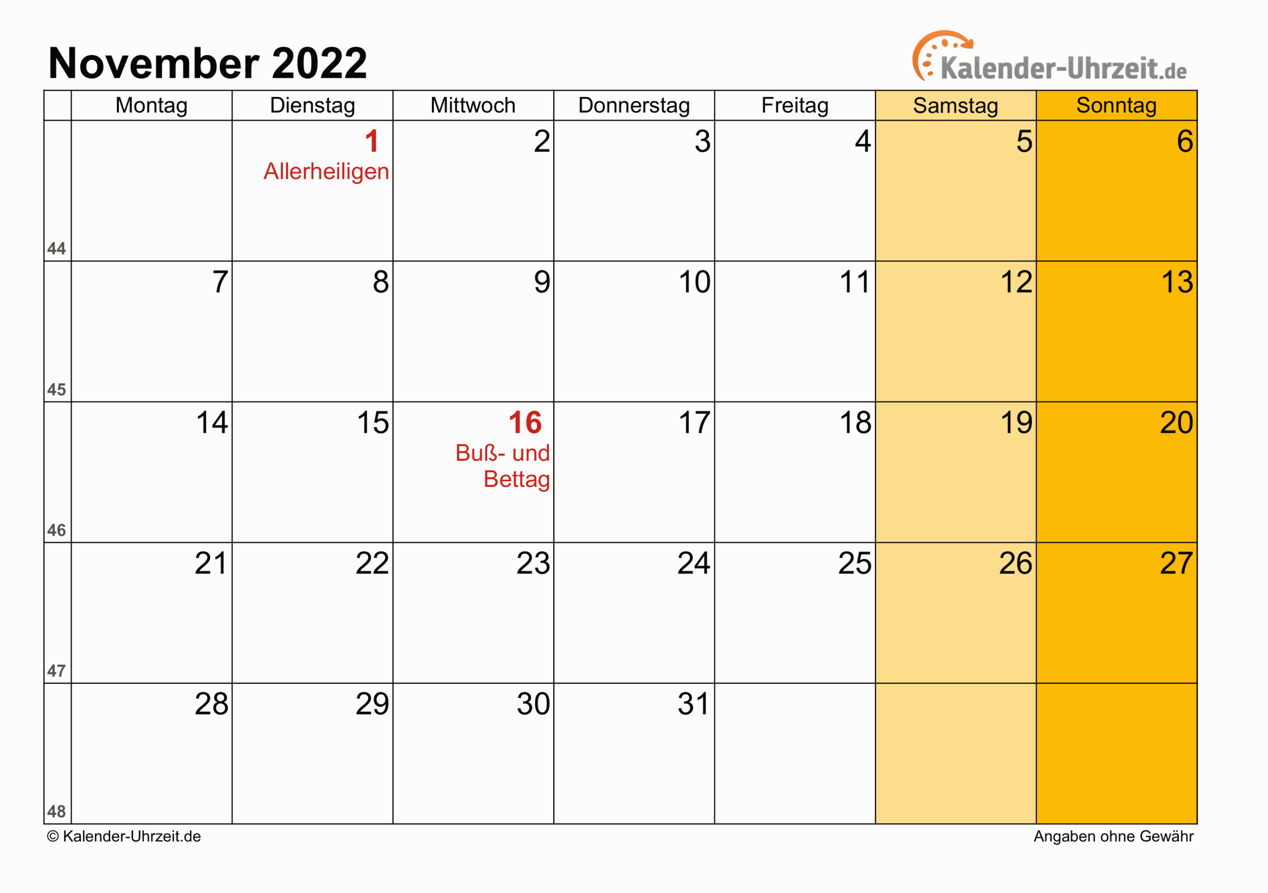 Collect 2022 Calendar For November