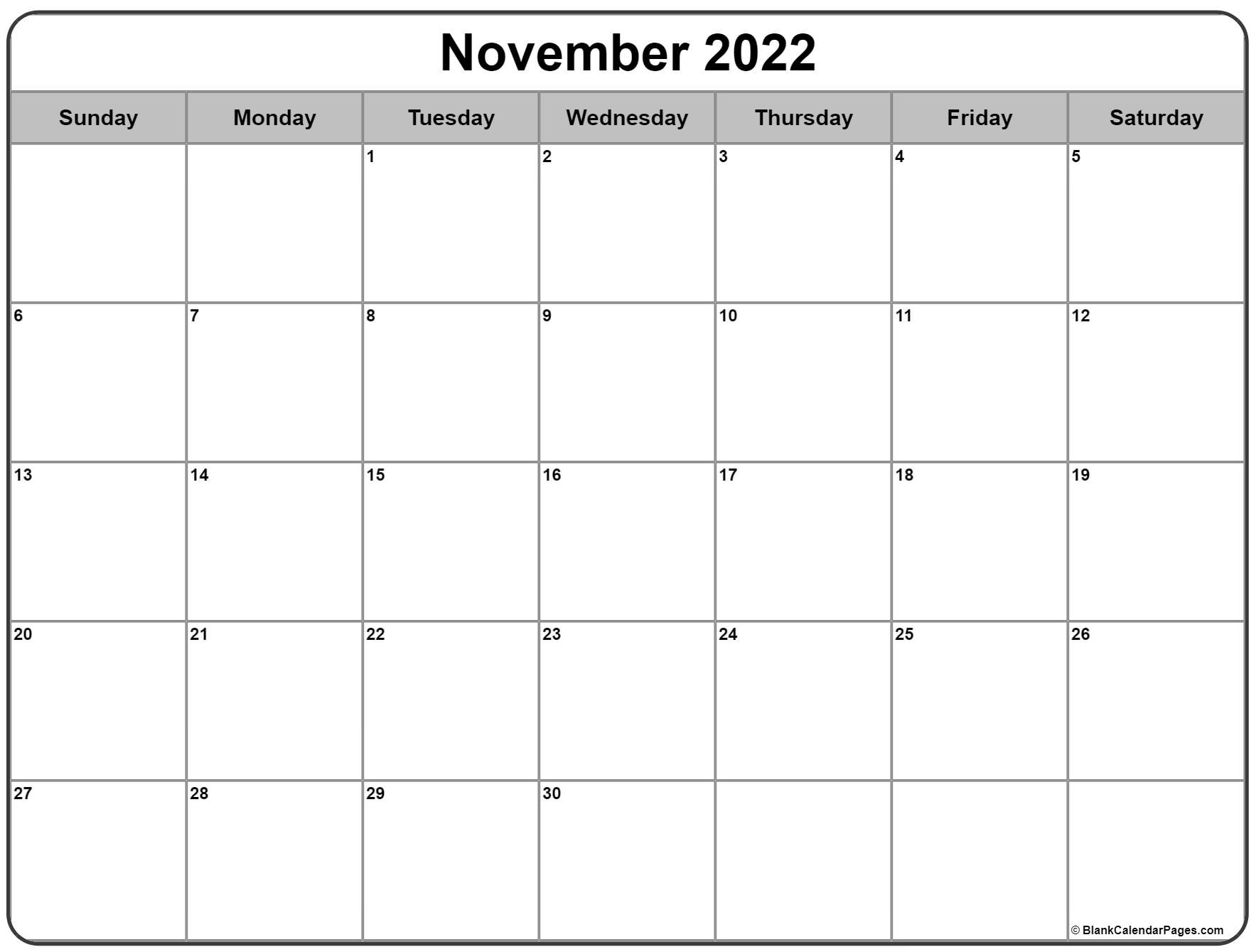 Collect 2022 Calendar For November