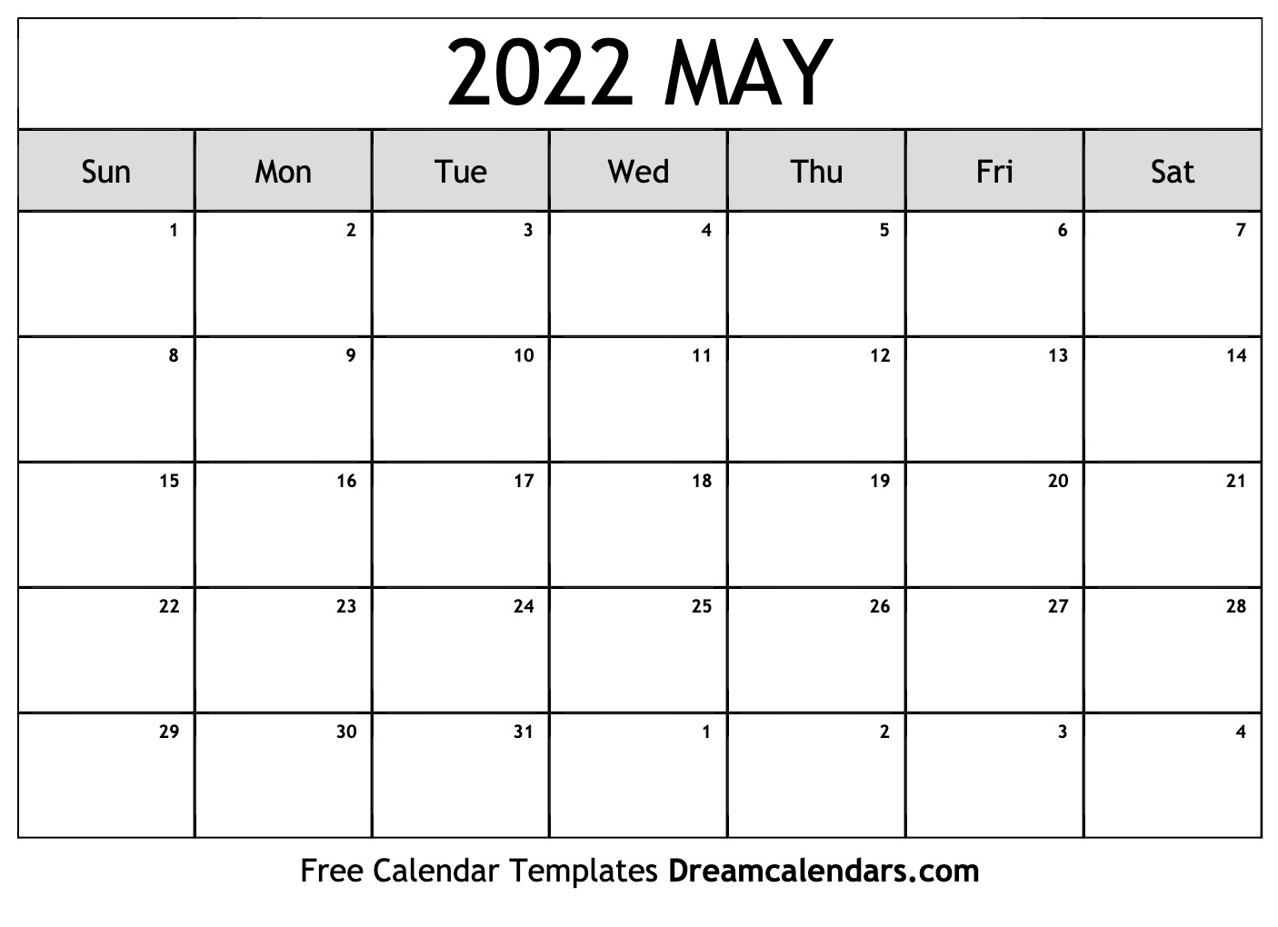 Collect 2022 Calendar Month Of May