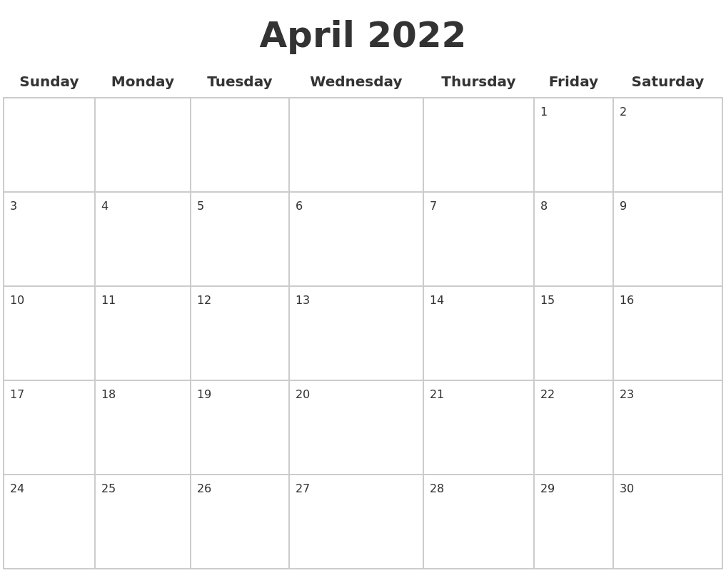 Collect April 2022 Calendar Panchang