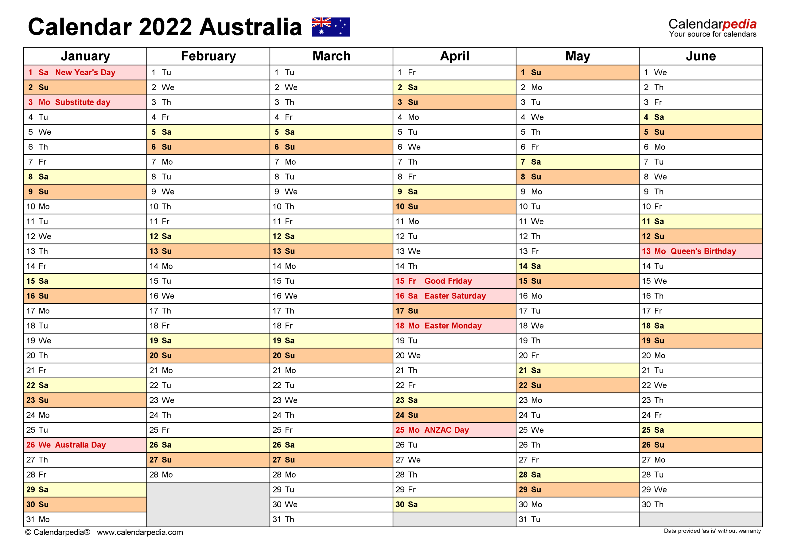 Collect August 2022 Calendar Australia