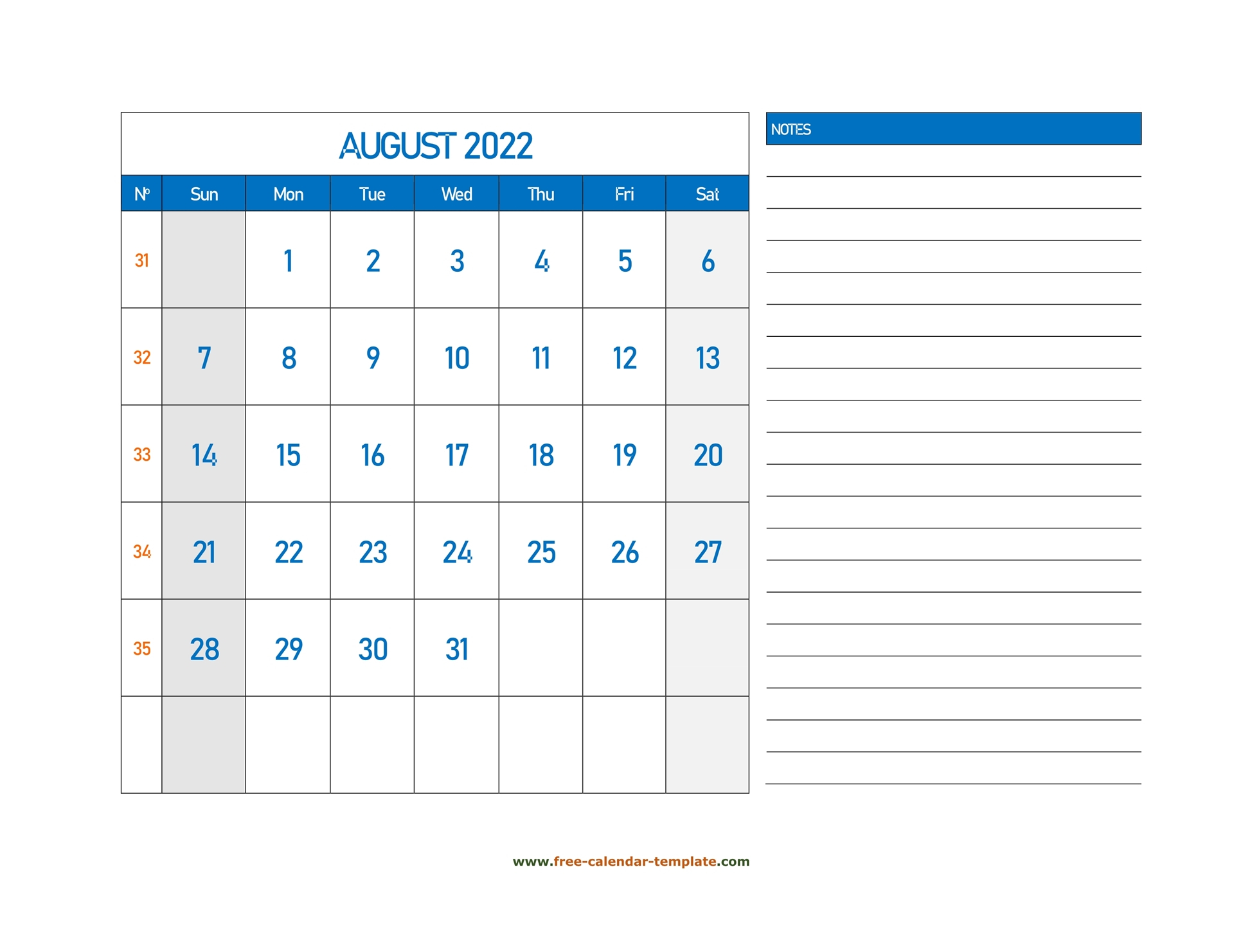 Collect August 2022 Calendar Page