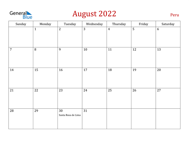 Collect August 2022 Holiday Calendar