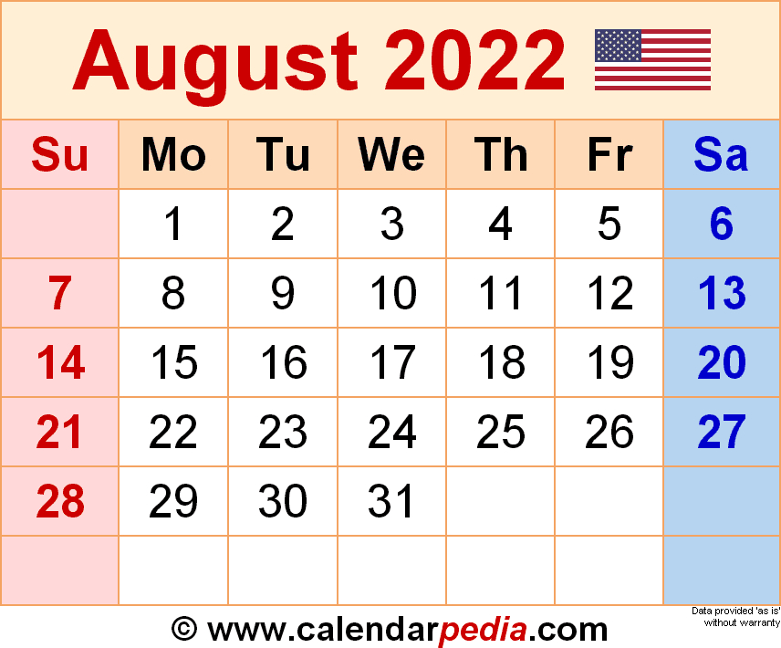 Collect August 2022 Indian Calendar