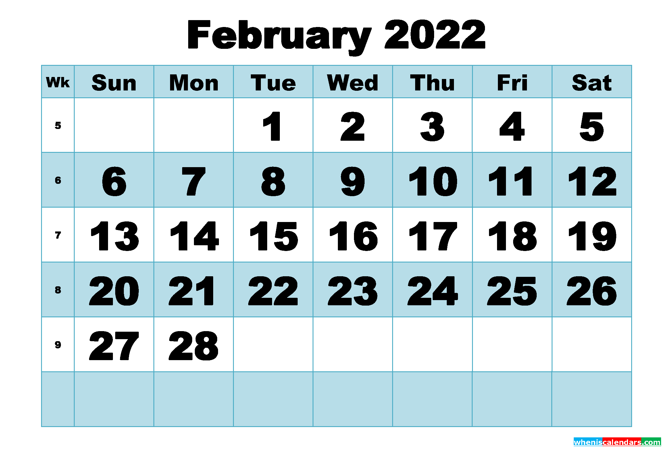 Collect Blank Calendar For February 2022