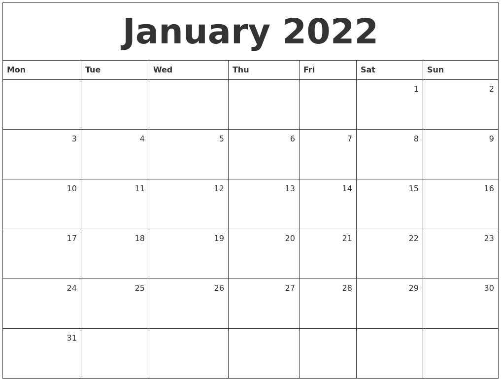 Collect Calendar 2022 January To December