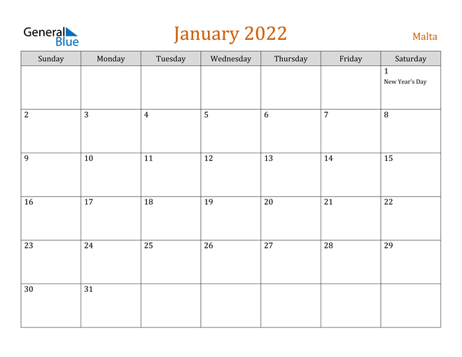 Collect Calendar 2022 January Word