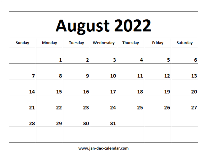 Collect Calendar 2022 Luna August