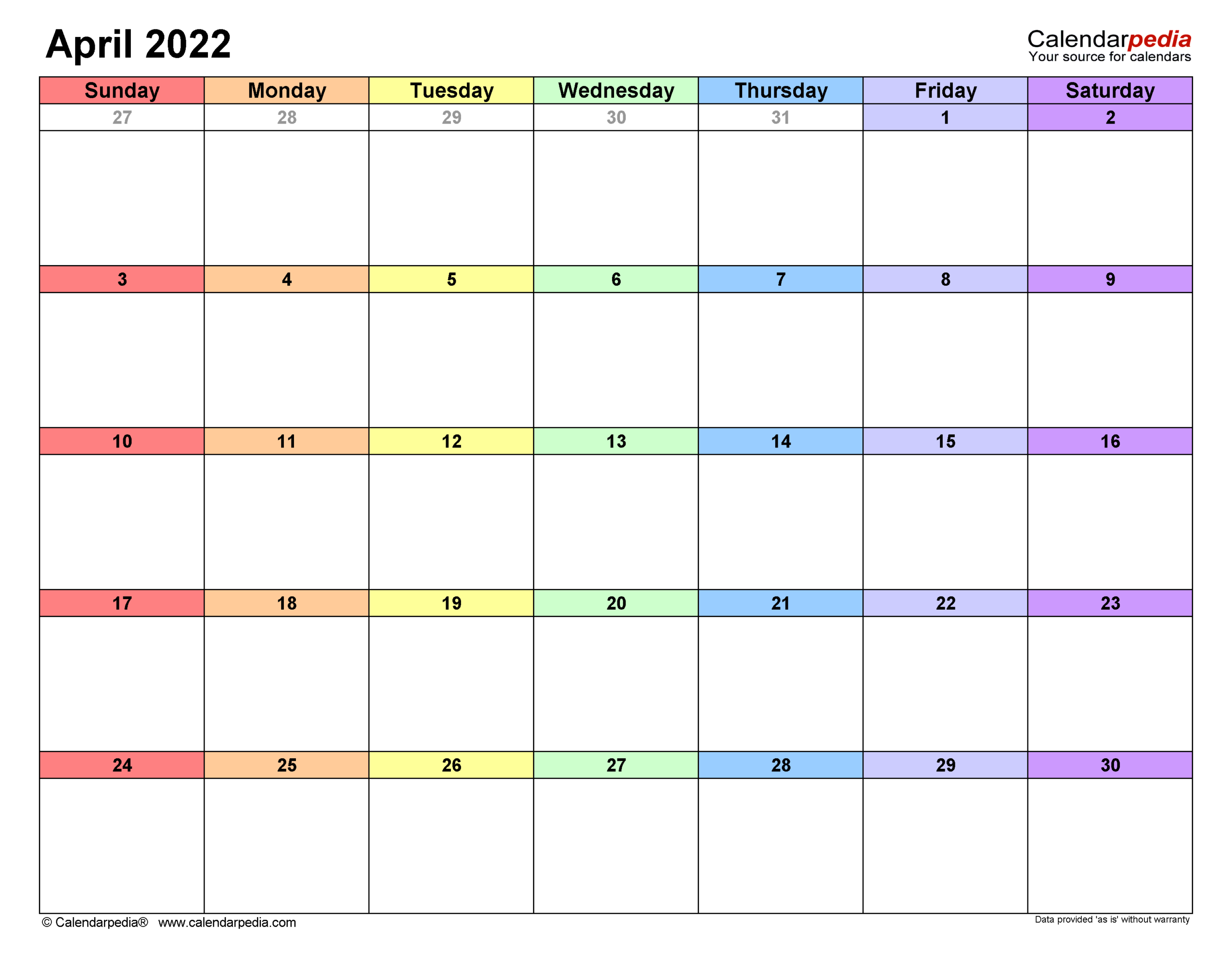 Collect Calendar 2022 March And April