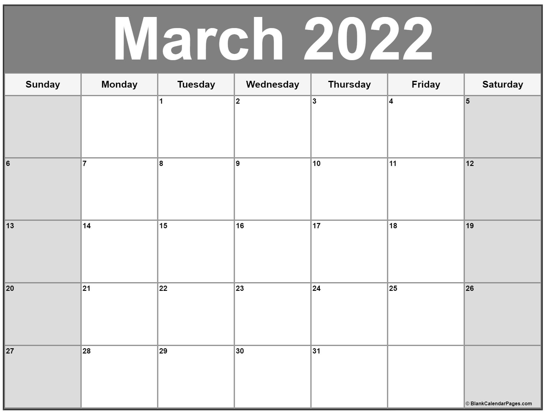 Collect Calendar 2022 March Printable