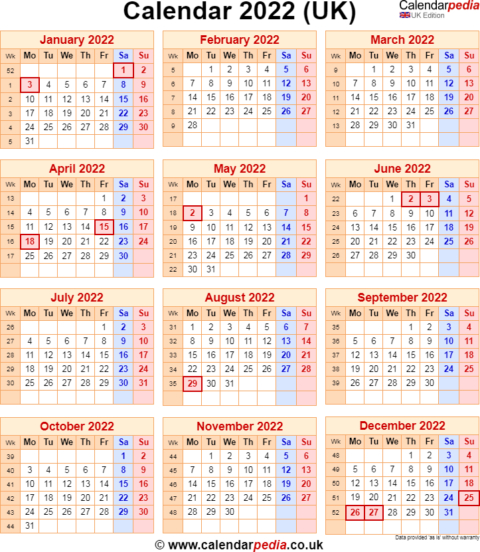 Collect Calendar 2022 May Bank Holiday