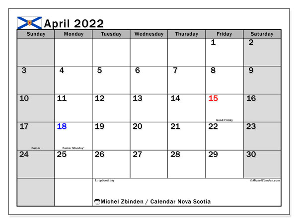 Collect Calendar April 2022 Canada