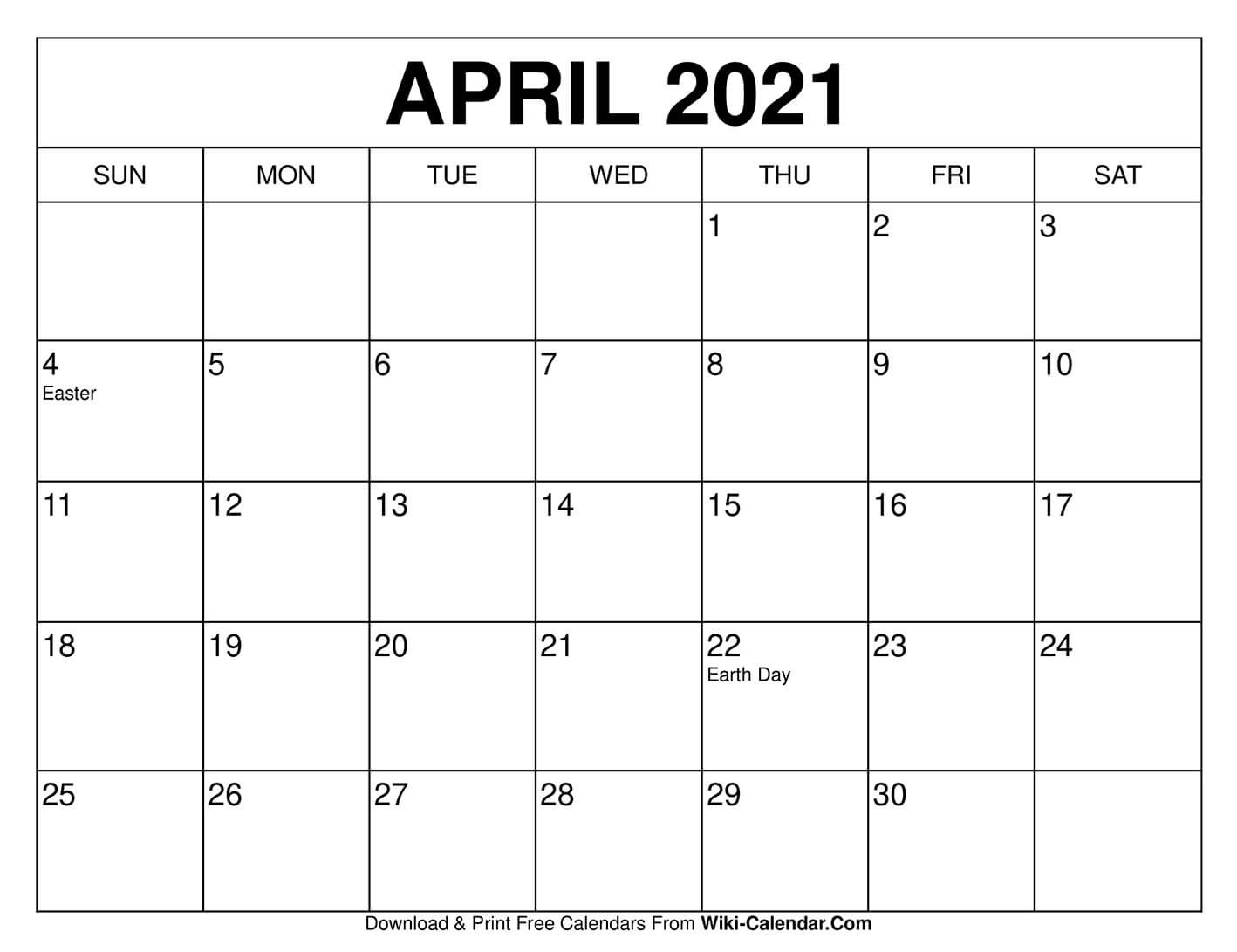 Collect Calendar April 2022 Easter