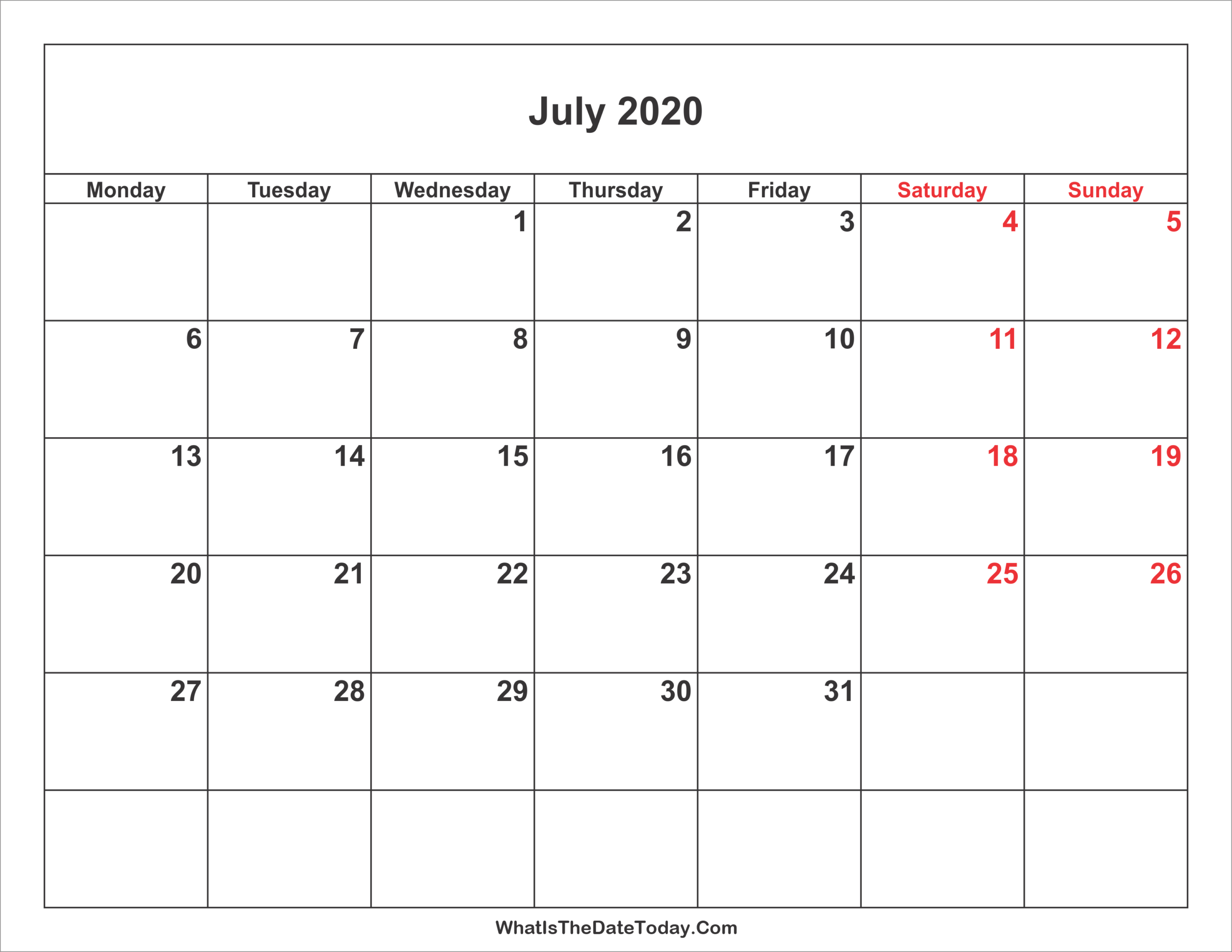 Collect Calendar Dates For July 2022