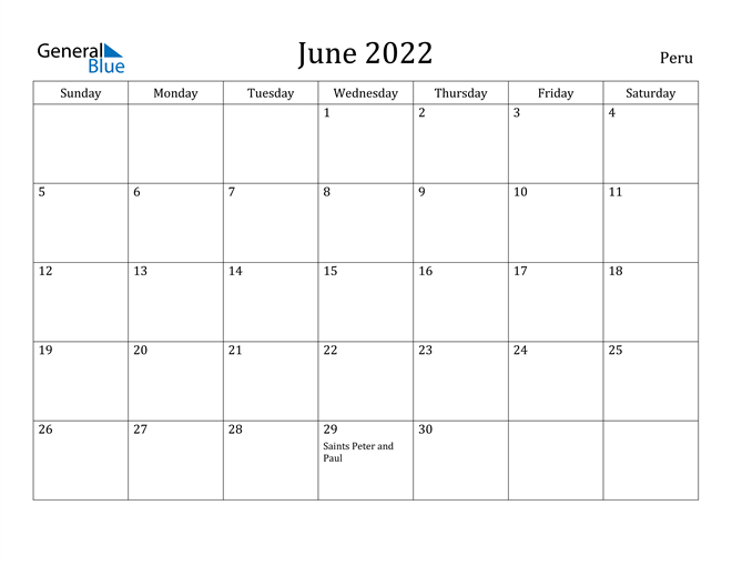 Collect Calendar Dates For June 2022