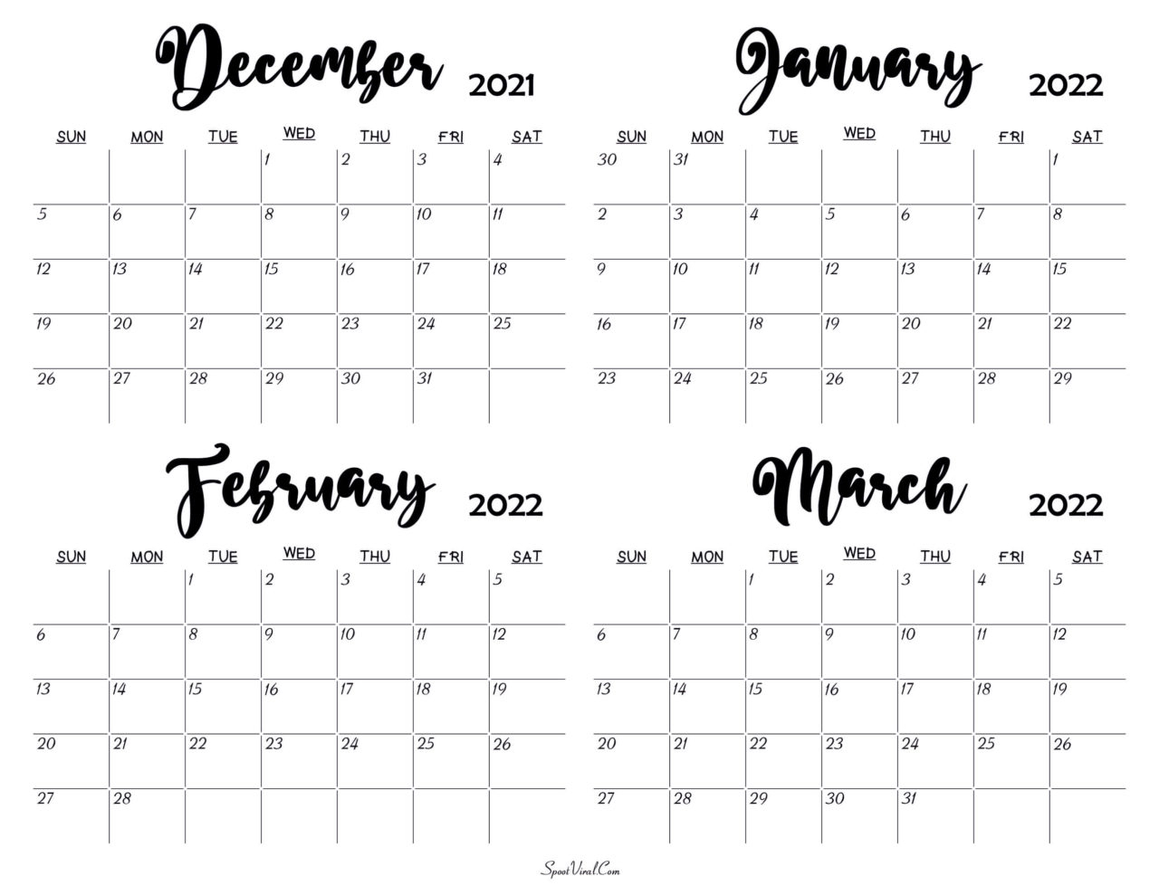 Collect Calendar Dec 2021 January 2022