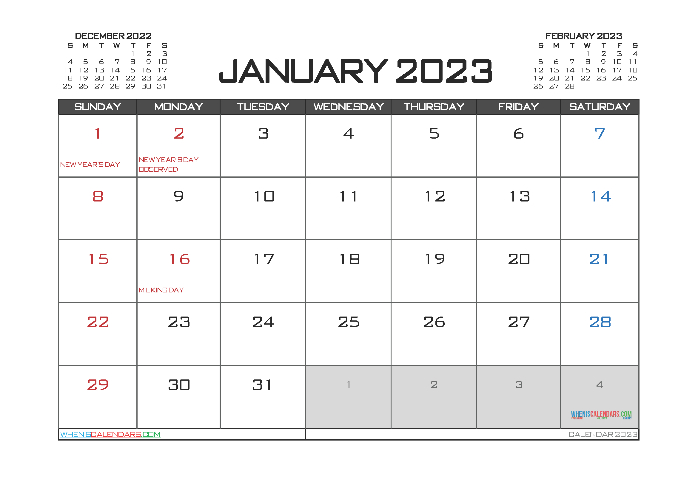 Collect Calendar December 2022 January 2023