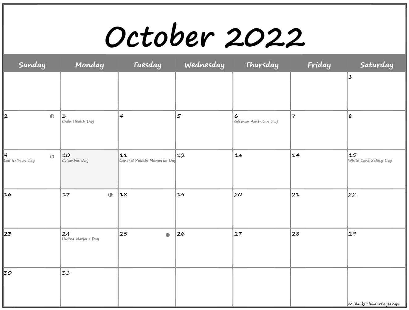 Collect Calendar For 2022 October