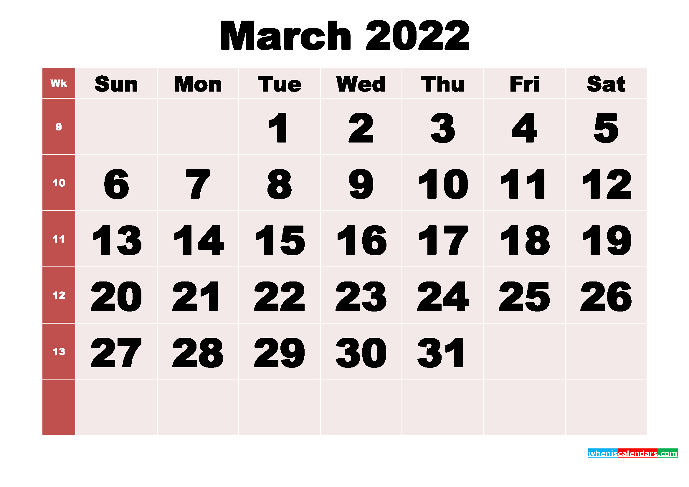 Collect Calendar For March 2022