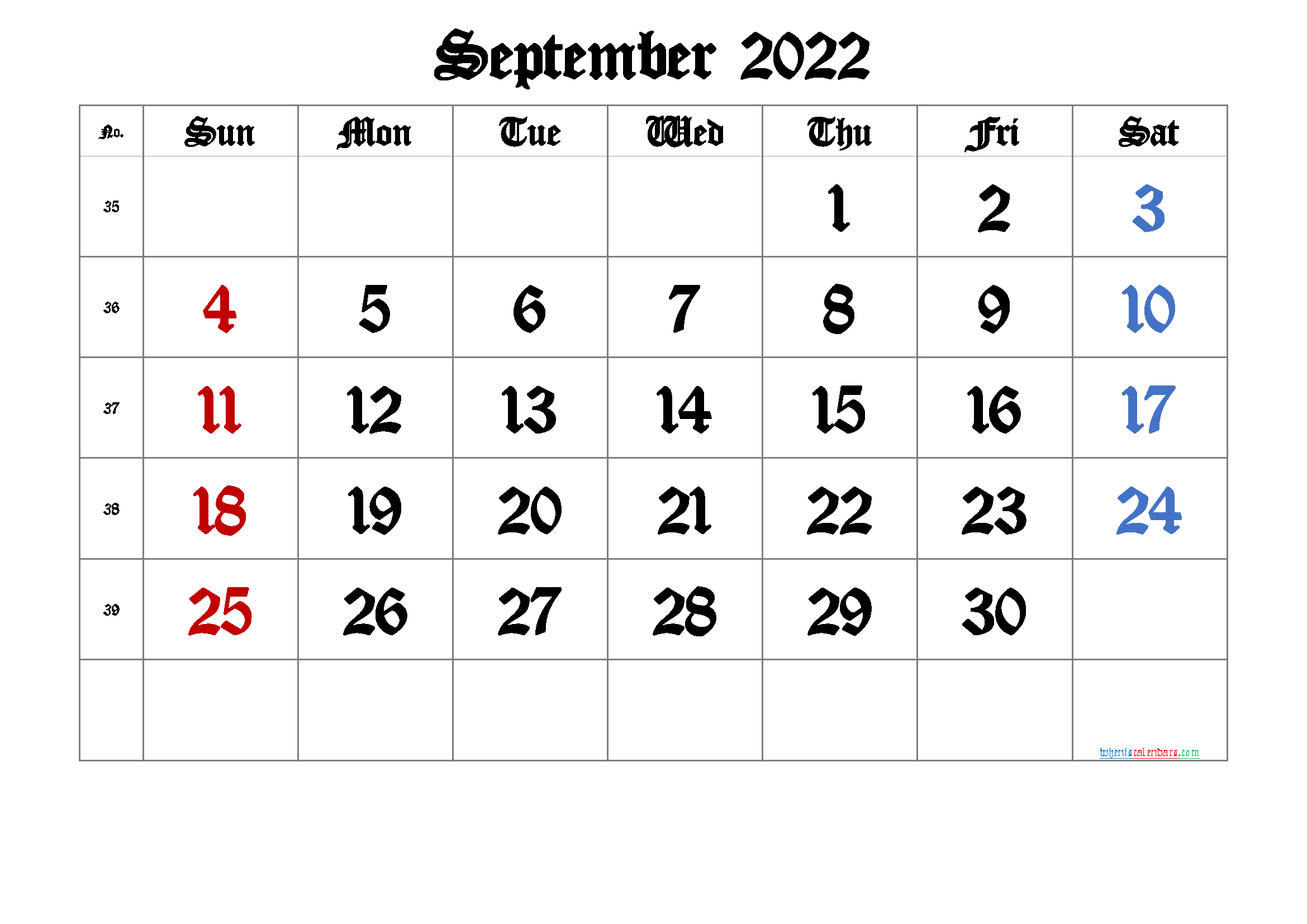 Collect Calendar For Sept 2022