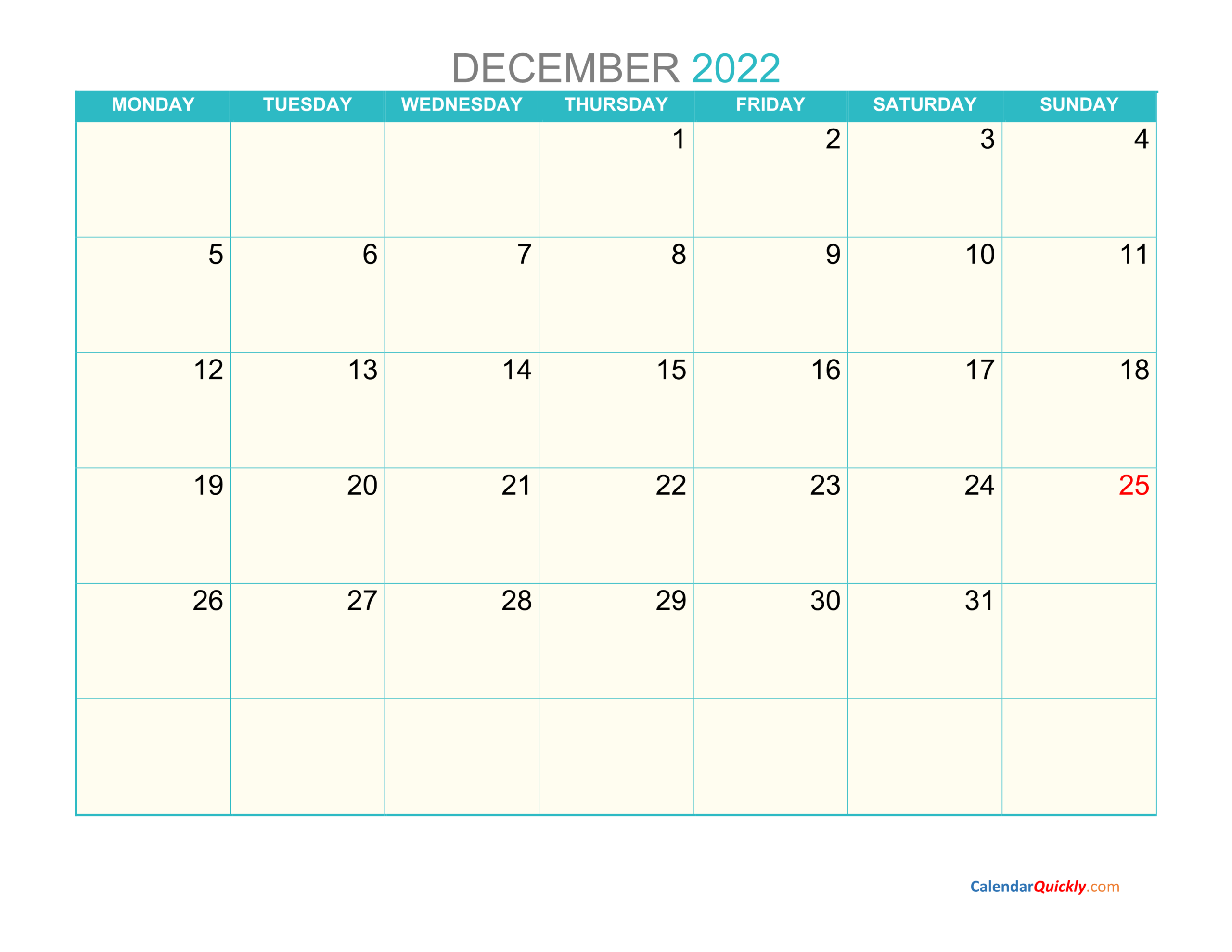Collect Calendar For The Month Of December 2022