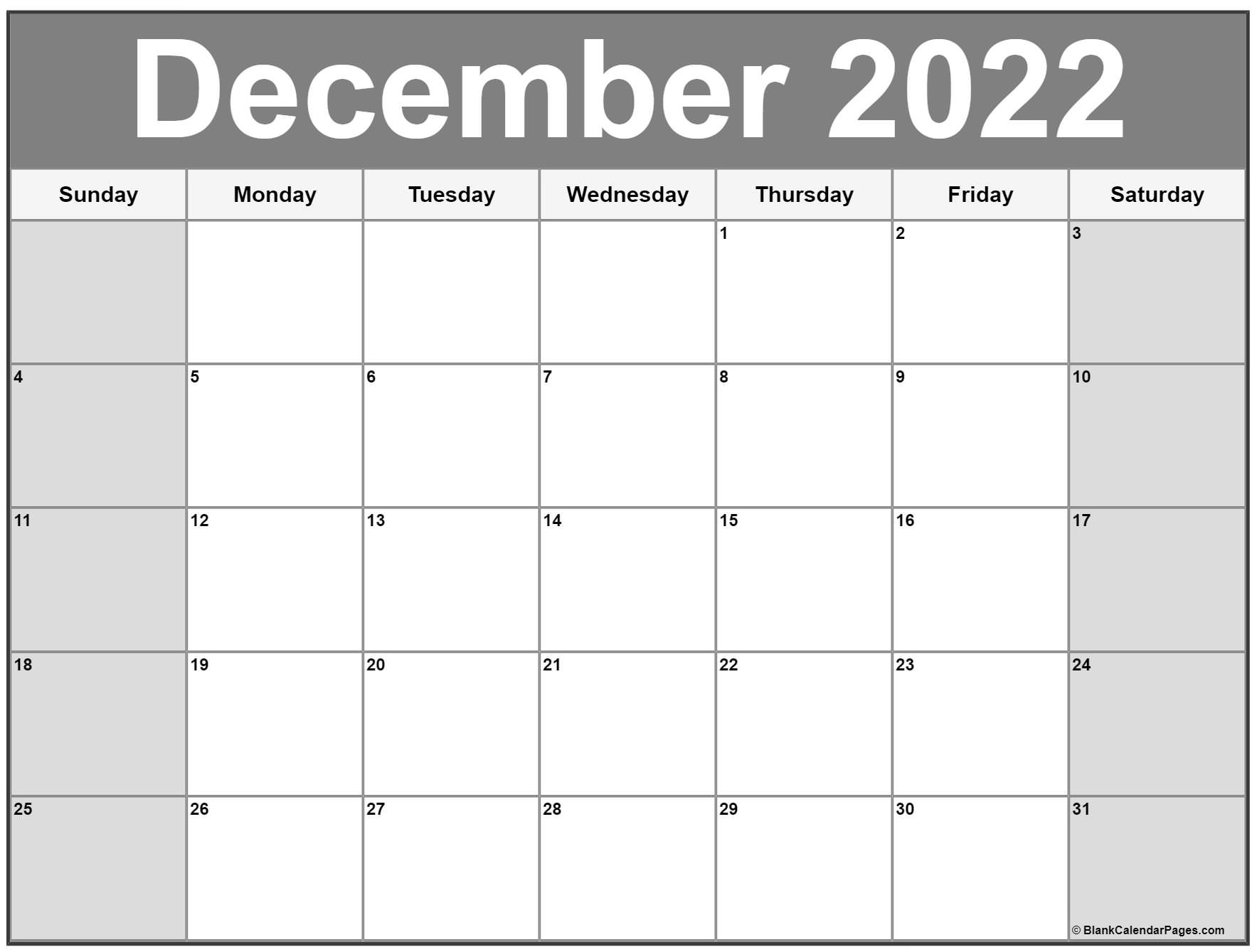 Collect Calendar For The Month Of December 2022