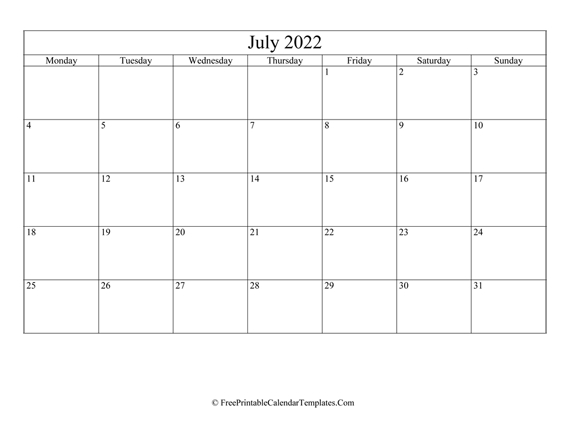 Collect Calendar July 4 2022