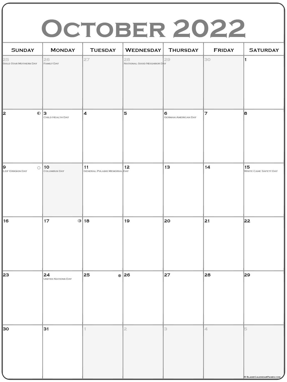 Collect Calendar October 2021 To December 2022