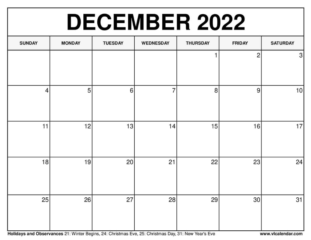 Collect Calendar Of December 2022