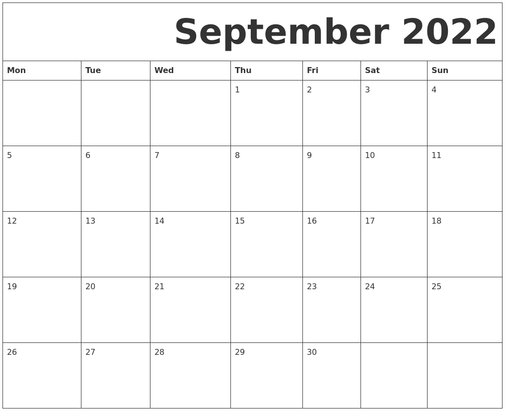 Collect Calendar Of Sept 2022