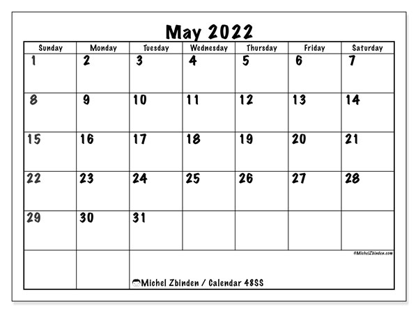 Collect Calendar Page For May 2022