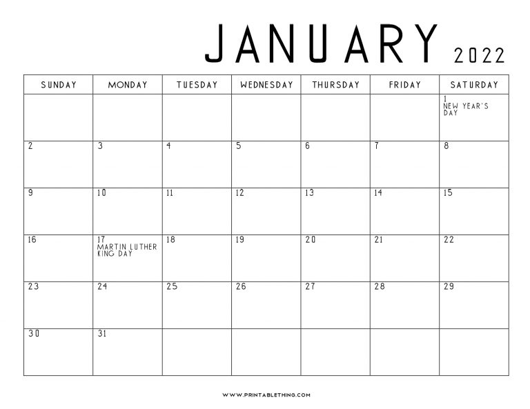 Collect Daily Calendar 2022 January