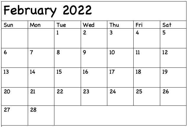 Collect Daily Sheet Calendar February 2022