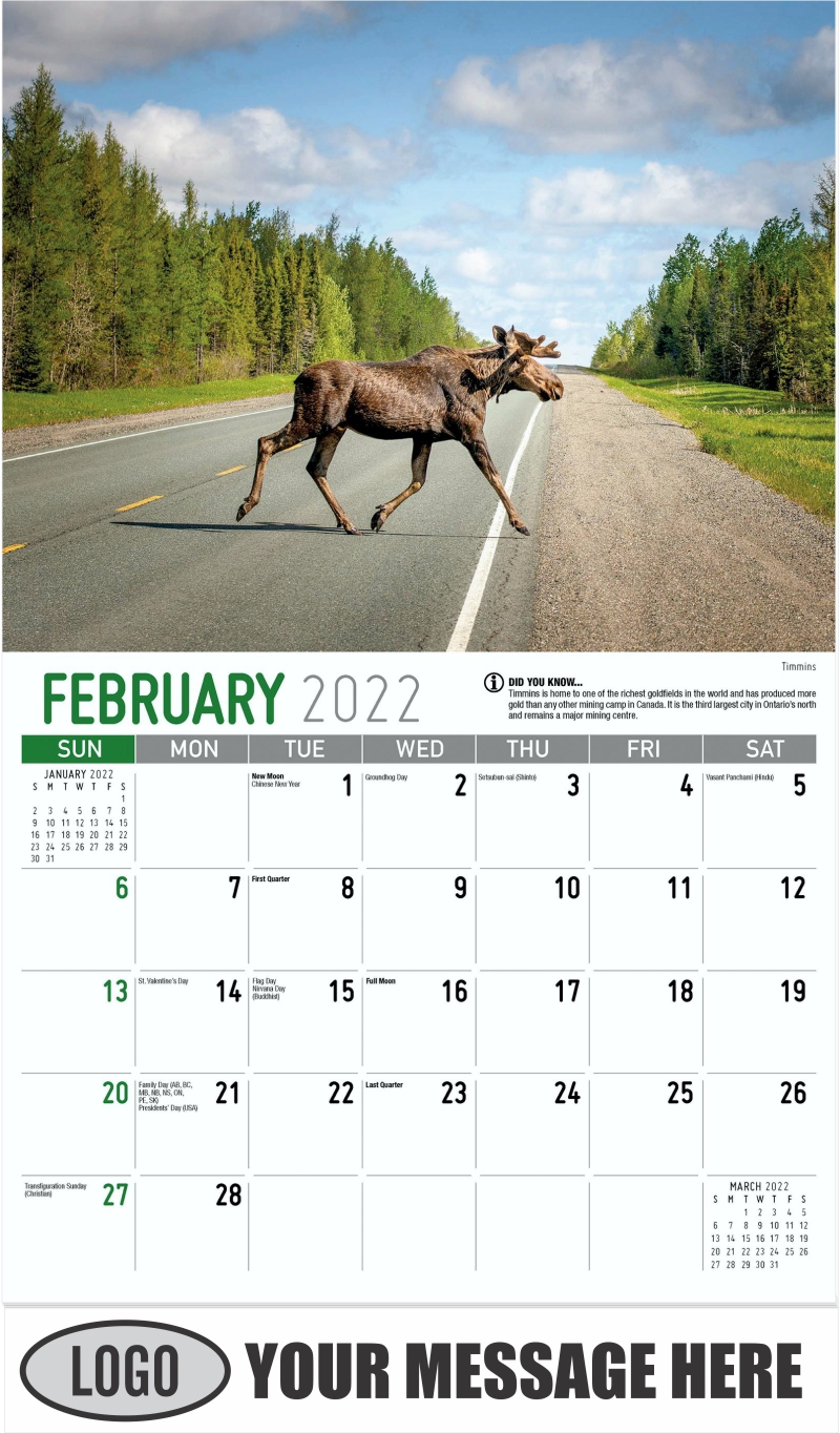 Collect February 2022 Calendar Canada