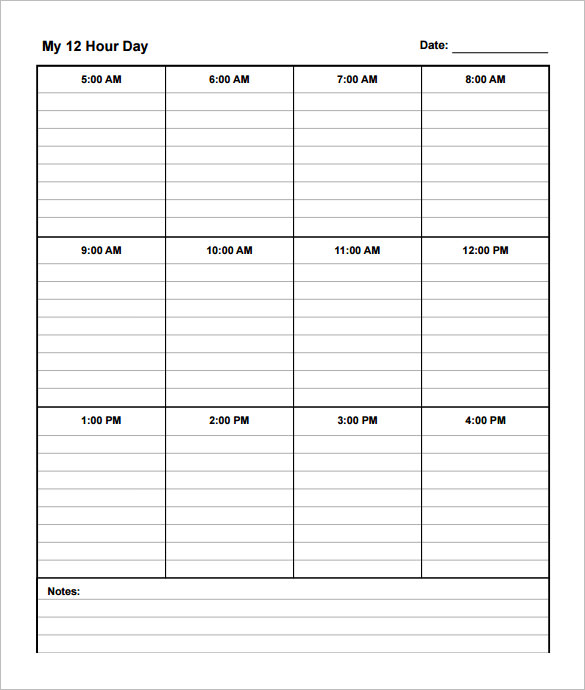 Collect Free Blank 12 Hour Work Schedule