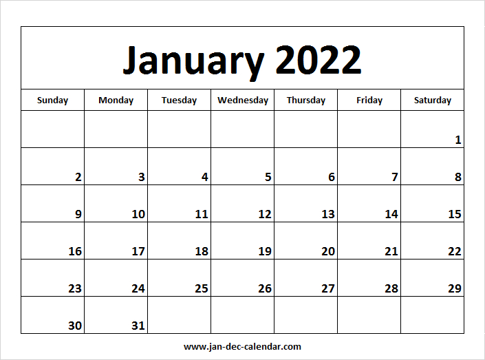 Collect Free Calendar For January 2022