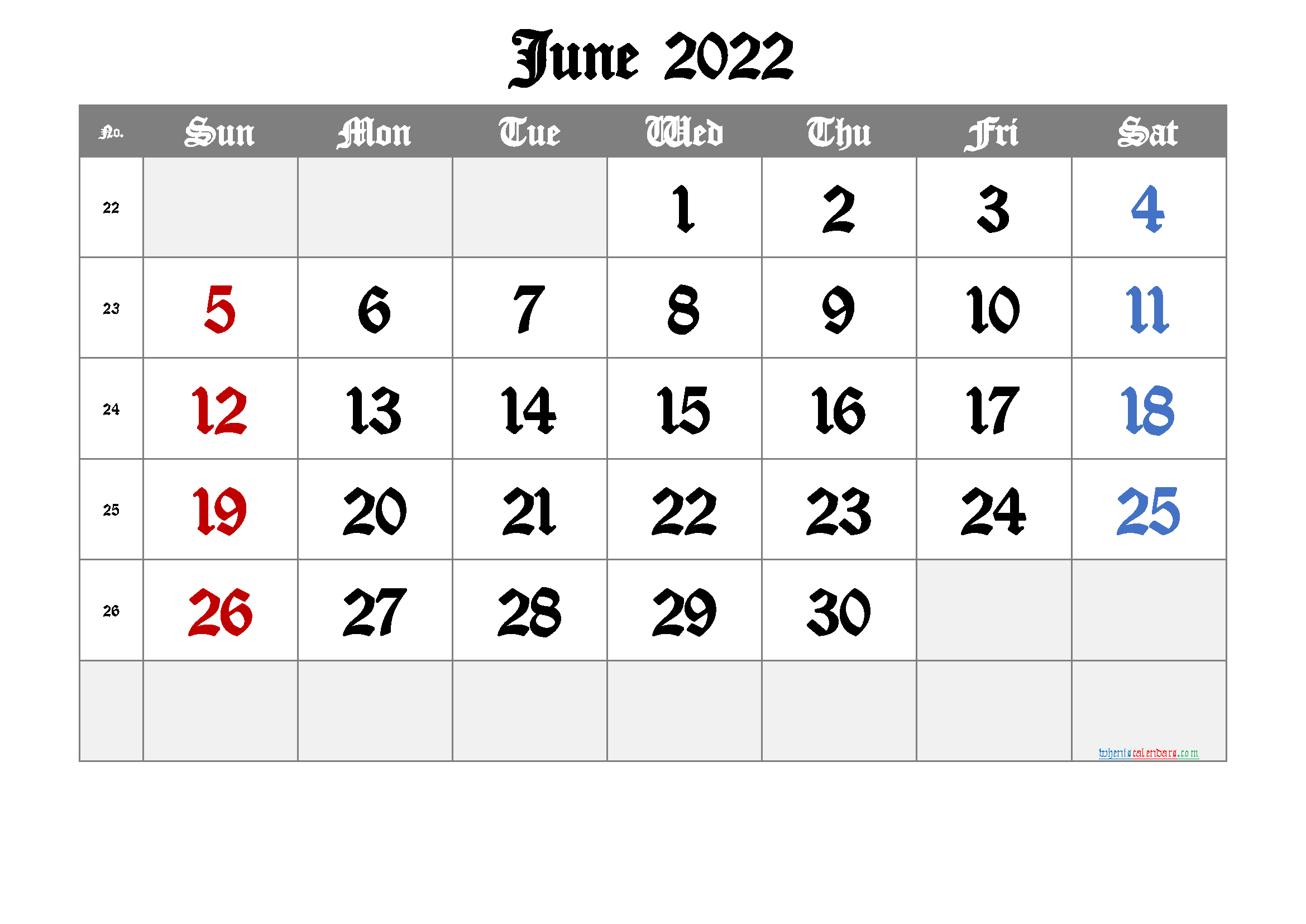 Collect Free Calendar June 2022