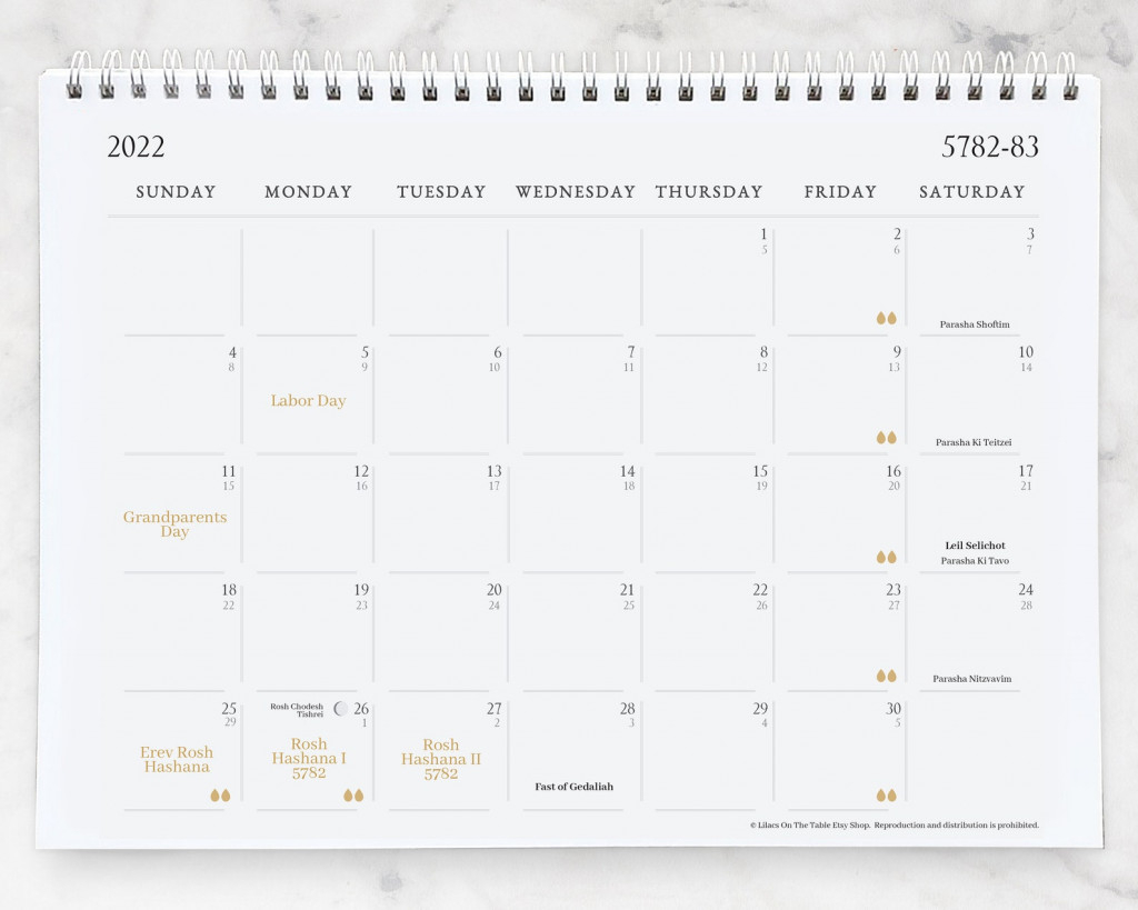 Collect Hebrew Calendar March 2022