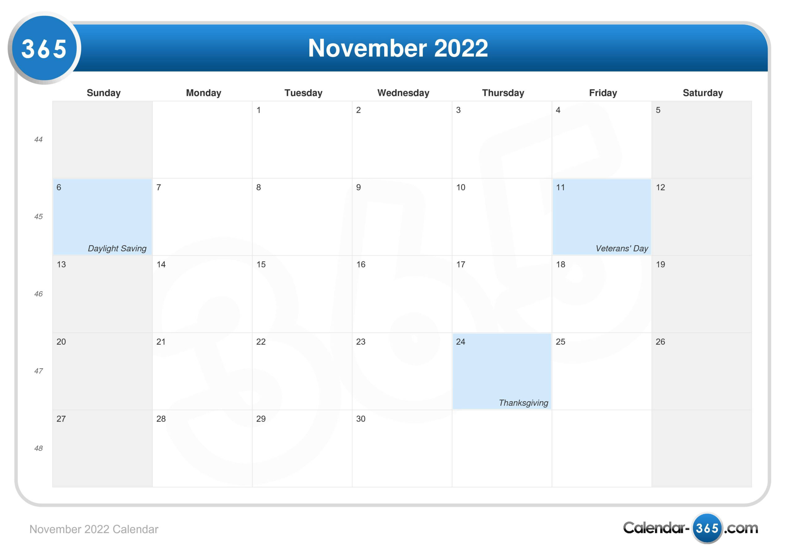 Collect Hindu Calendar 2022 November