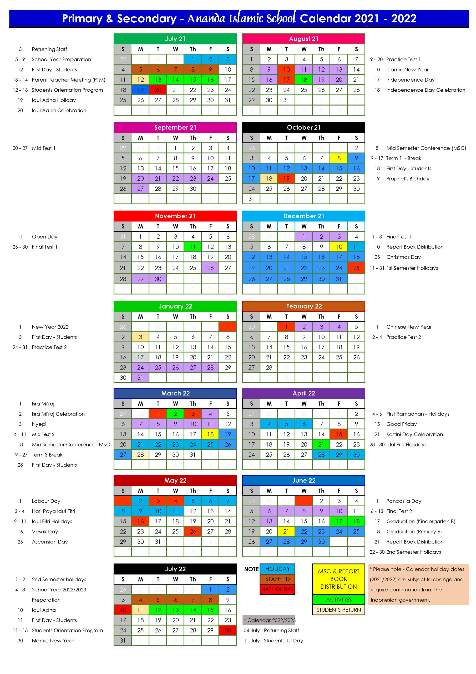 Collect Islamic Calendar 2022 January