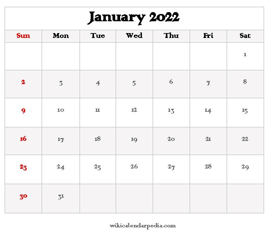 Collect January 1St 2022 Calendar