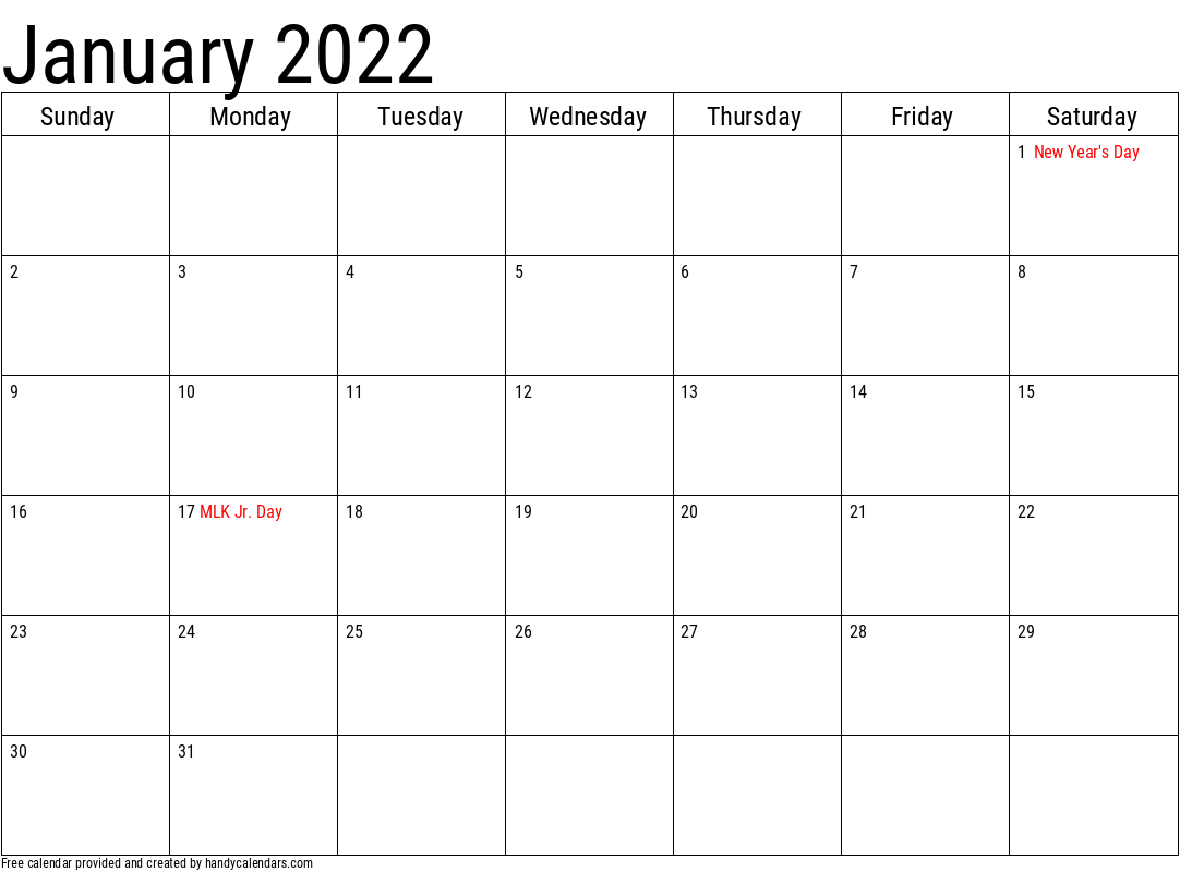 Collect January 2022 Calendar Karnataka