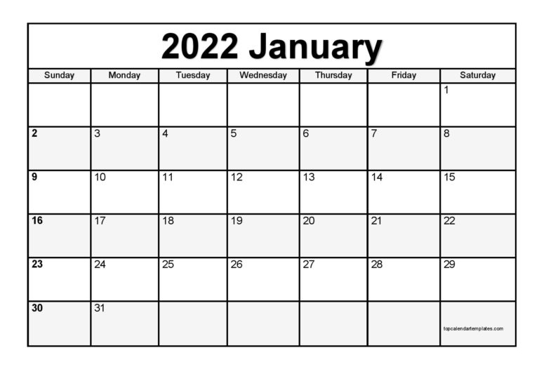 Collect January 2022 Calendar Special Days